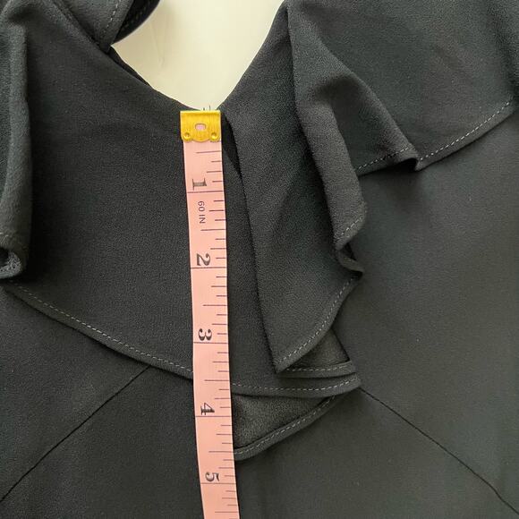 A.L.C Felicia Ruffle V-Neck Little Black Dress Size 2 - Picture 10 of 15